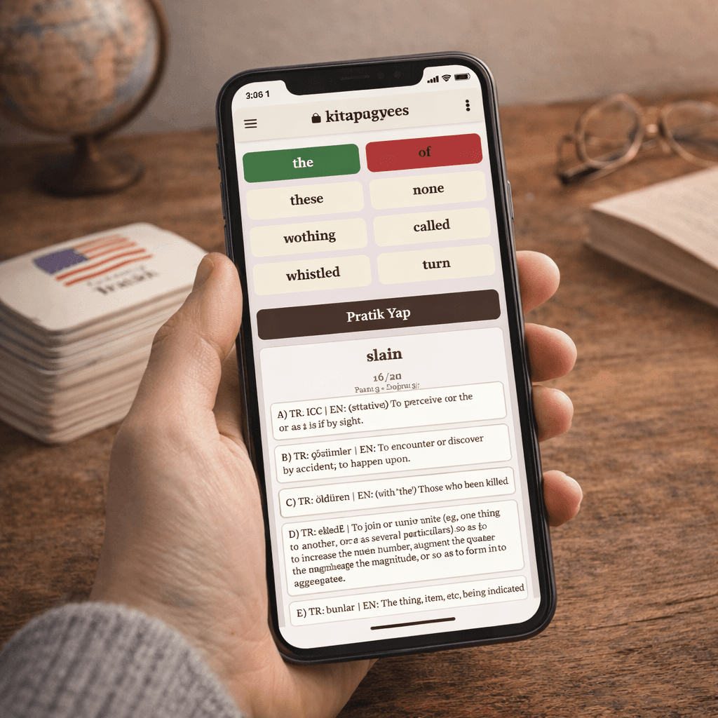 kitap.space kelime kartları ile her yerde pratik — flashcard sistemi, metrobüste okurken bile dil öğren, mobil uyumlu
